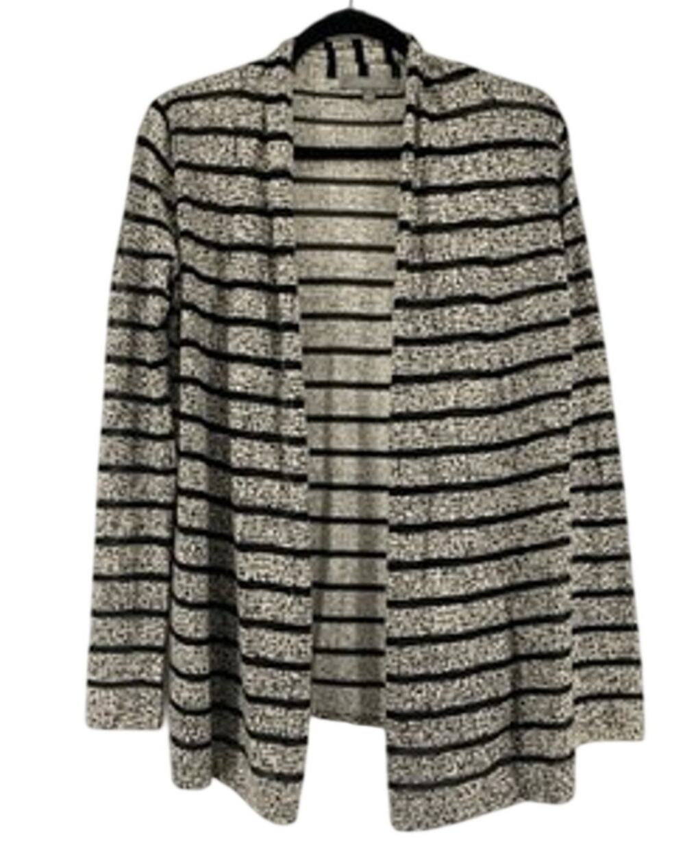 Neiman Marcus Cashmere Collection Open Front Cardigan S Black/white Quiet Luxury